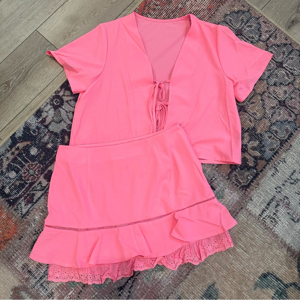 Pink Lace Trim Set